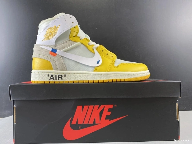 Rep Husky Air White Yellow-Cone Powder Off-White 1 Jordan NRG x Dark AQ0818-149 0729